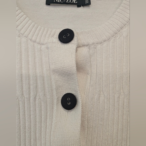 NIC+ZOE white cotton Blend black button closure ribbed Cardigan sweater plus XXL - Picture 6 of 9